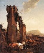 Peasants with Cattle by a Ruined Aqueduct BERCHEM, Nicolaes